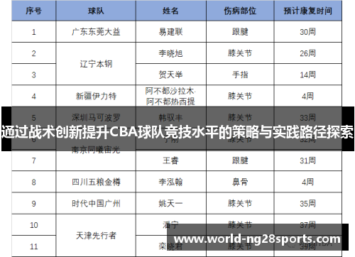 通过战术创新提升CBA球队竞技水平的策略与实践路径探索