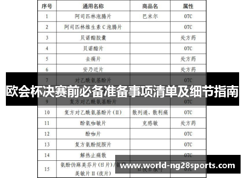 欧会杯决赛前必备准备事项清单及细节指南