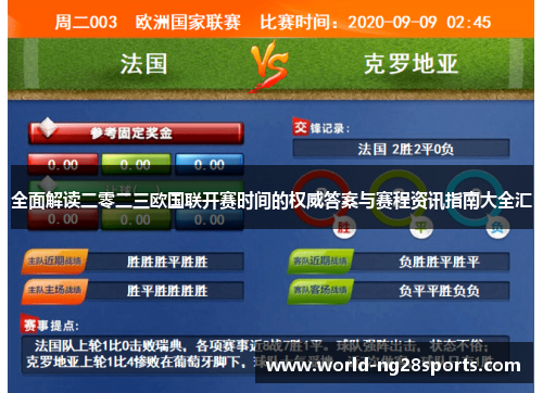 全面解读二零二三欧国联开赛时间的权威答案与赛程资讯指南大全汇 全面解读二零二三欧国联开赛时间的权威答案与赛程资讯指南大全汇